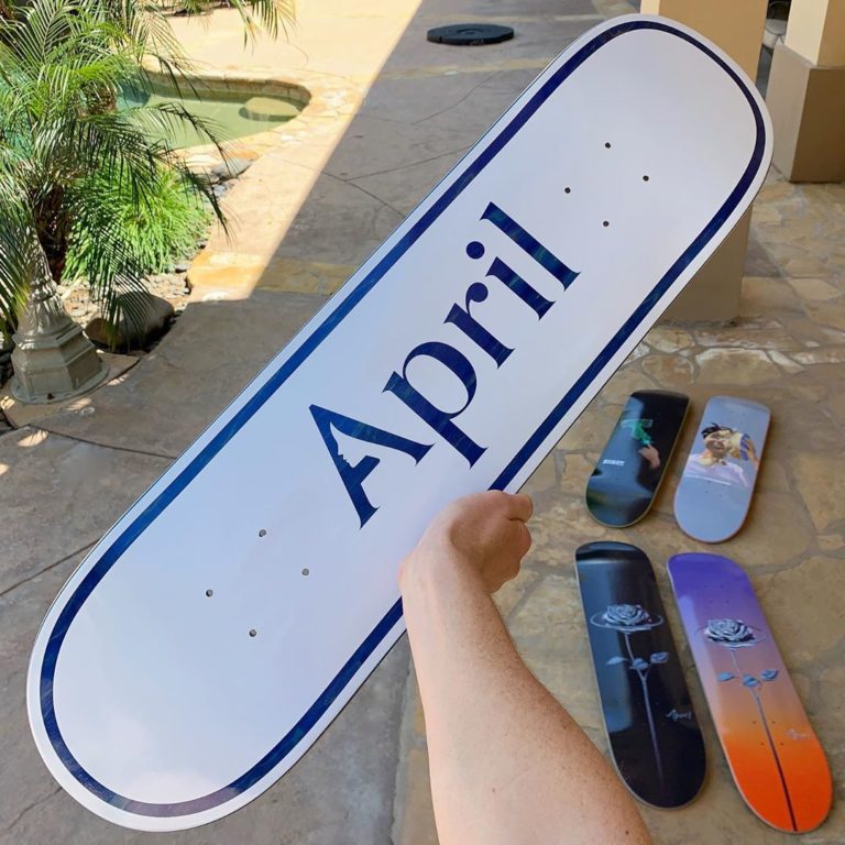 april skateboards logo board