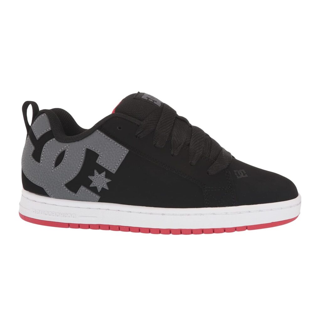 tenis dc court graffik negros gris rojo